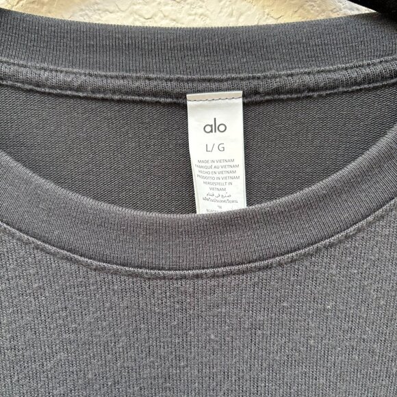 ALO Long Sleeve Dark Gray Motion Women's Shirt Relaxed Fit Oversized Soft Size L - Picture 5 of 5